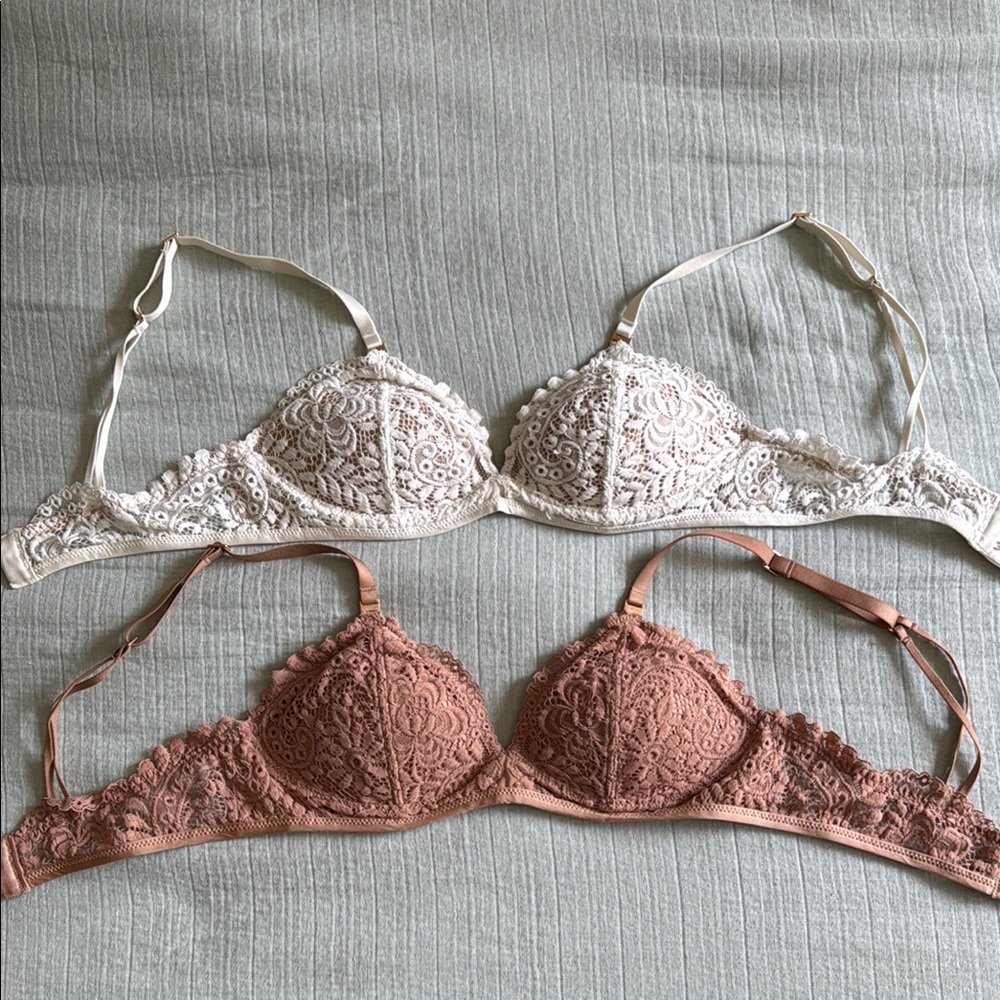 Aerie Lace Bras in Cream and Tan